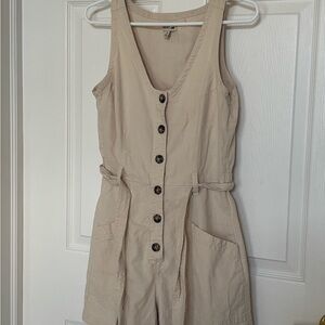 Toad&Co Beige Sleeveless Button-Front Romper